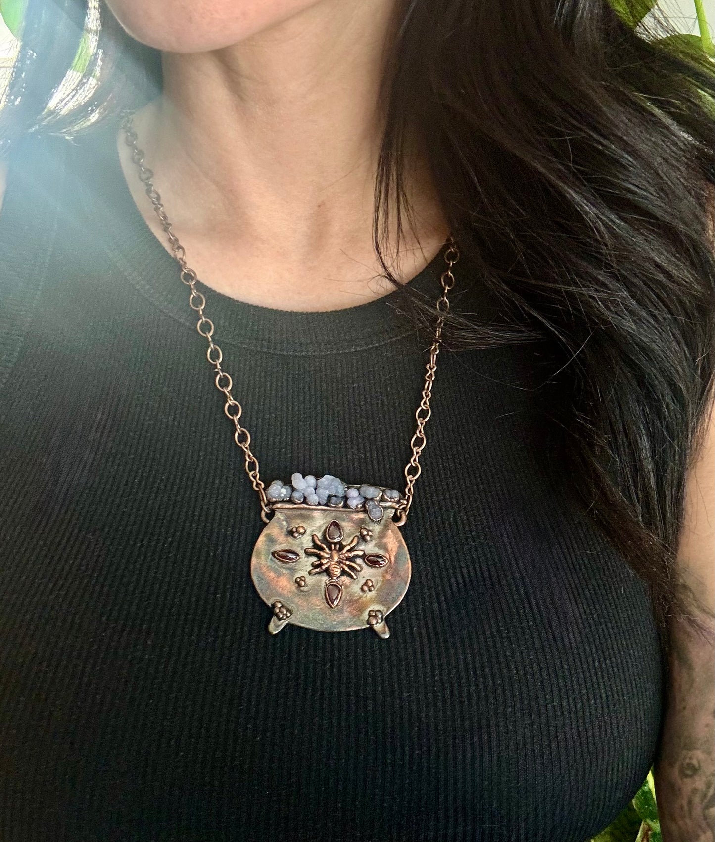 Crystal cauldron necklace