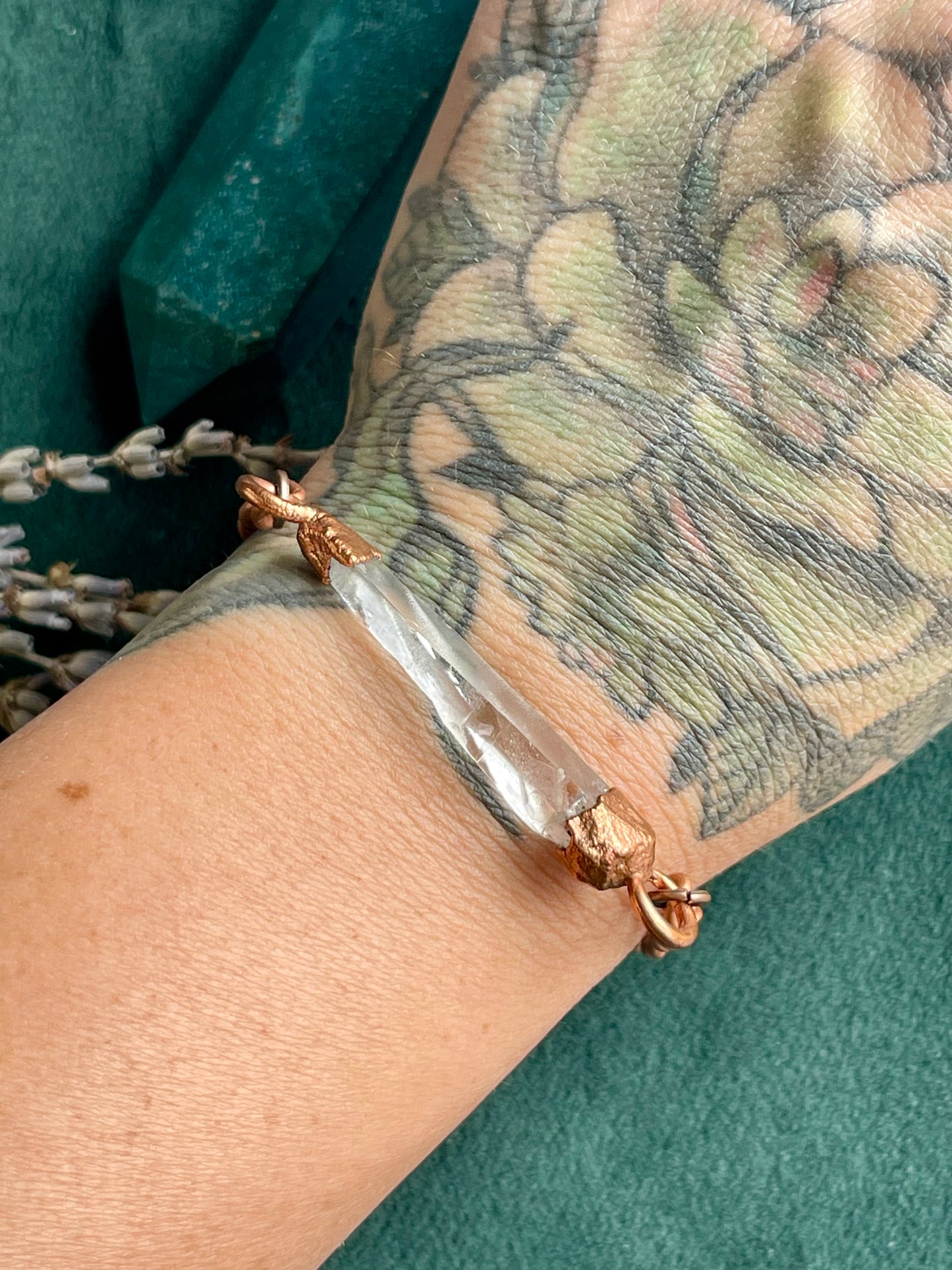 Clear quartz and copper bracelet