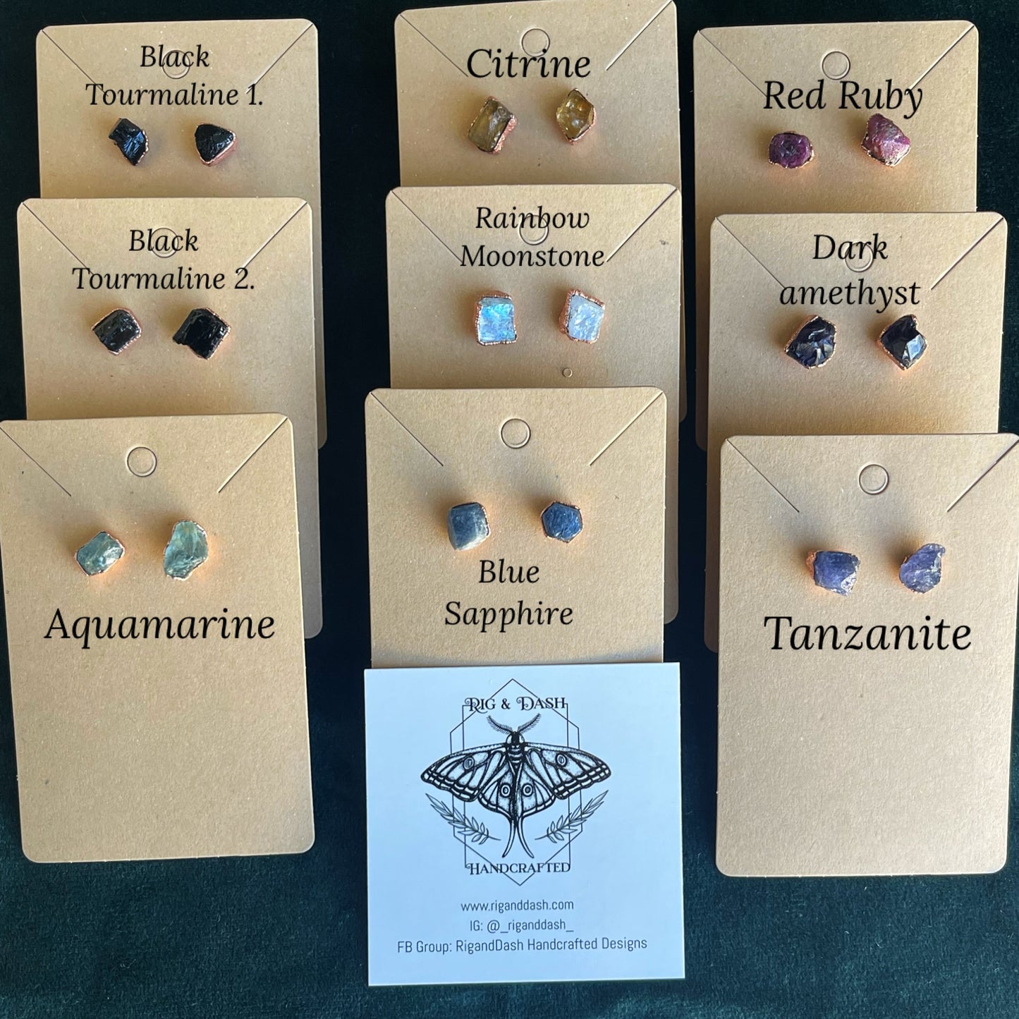 Raw stone ear studs