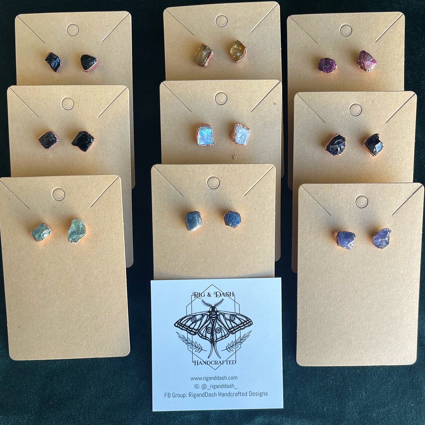 Raw stone ear studs