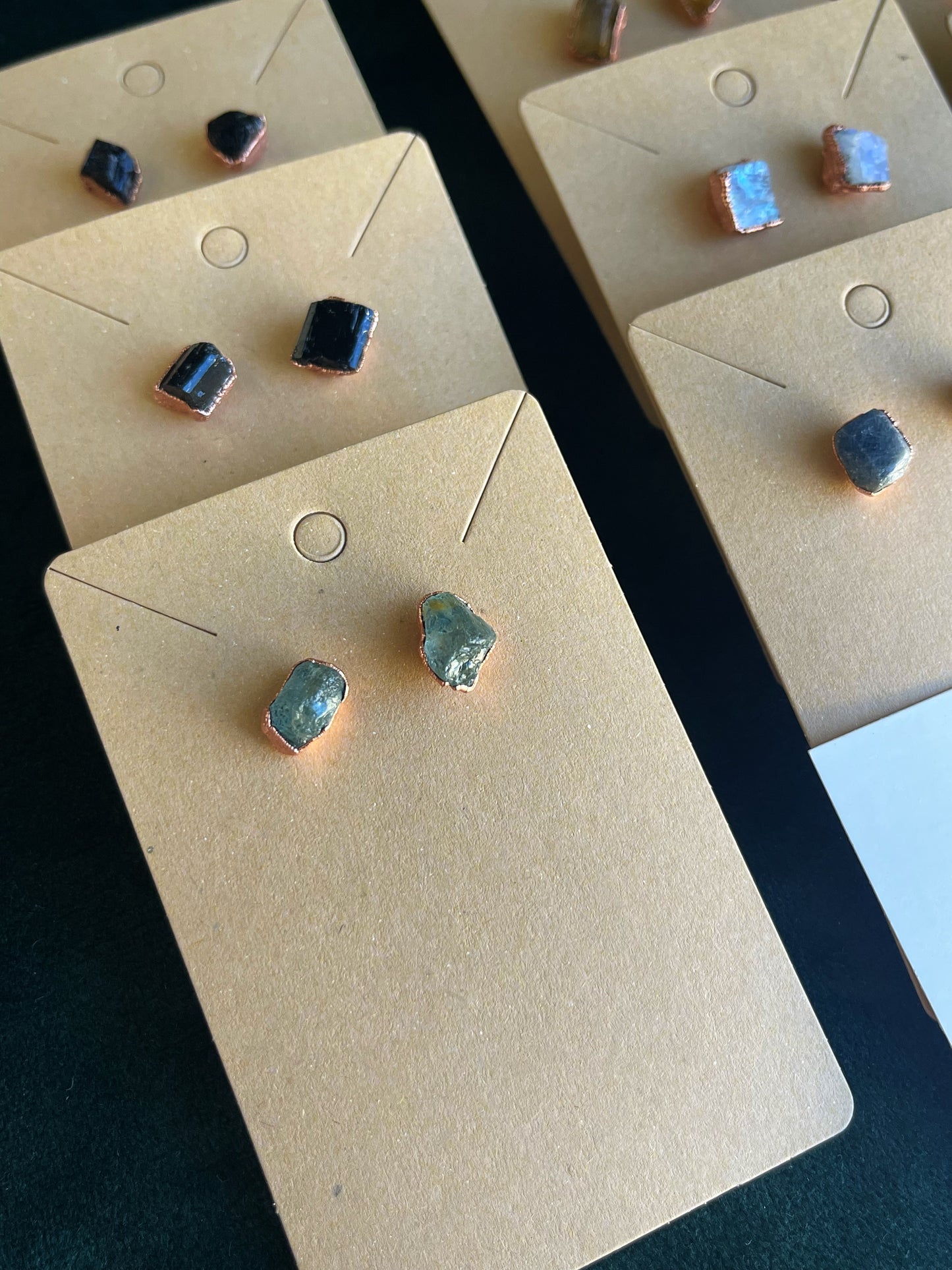 Raw stone ear studs