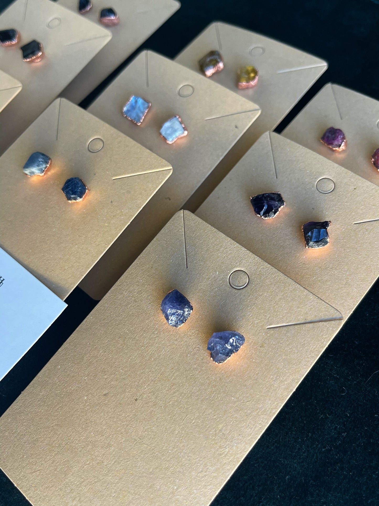 Raw stone ear studs
