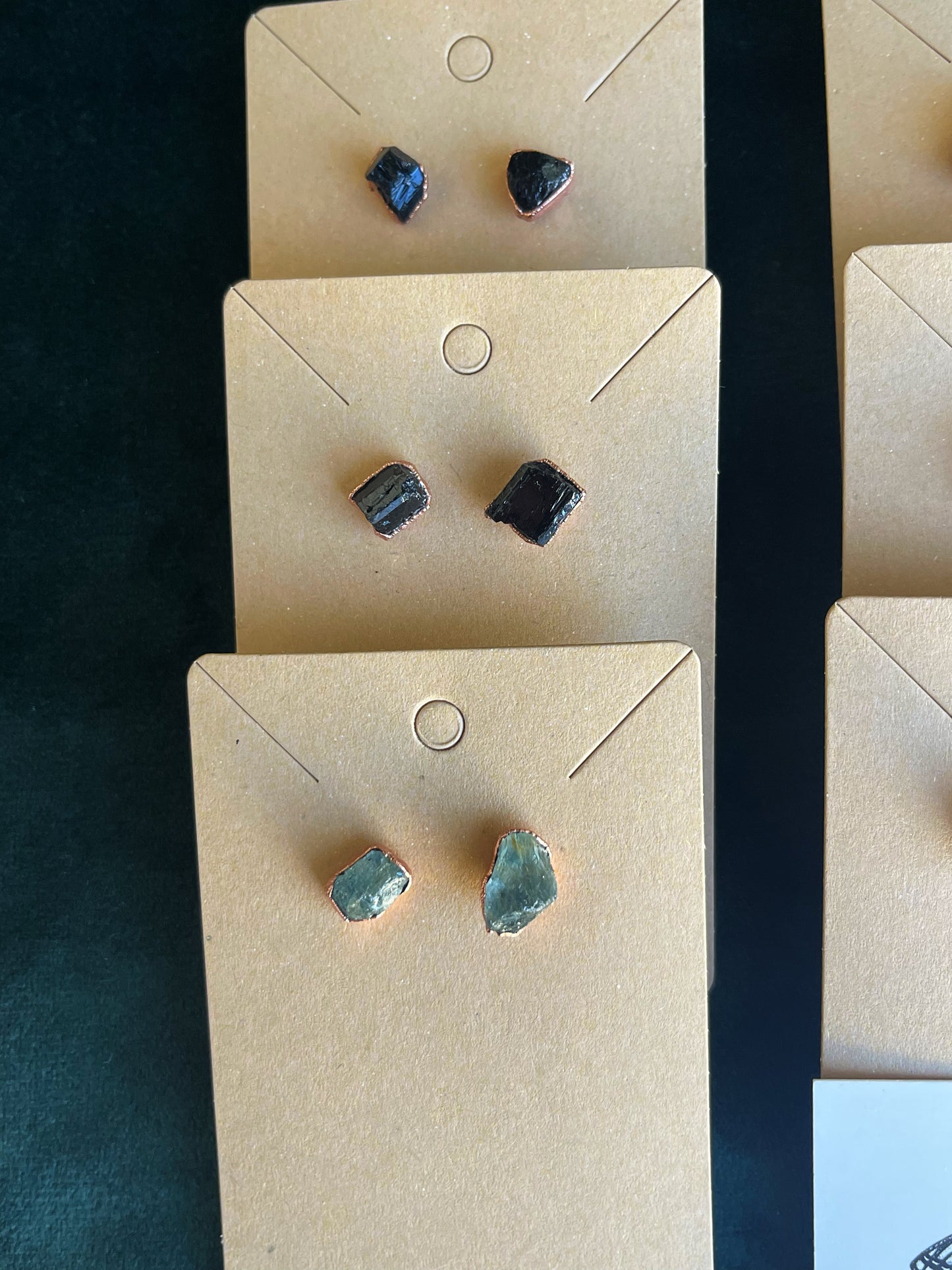 Raw stone ear studs
