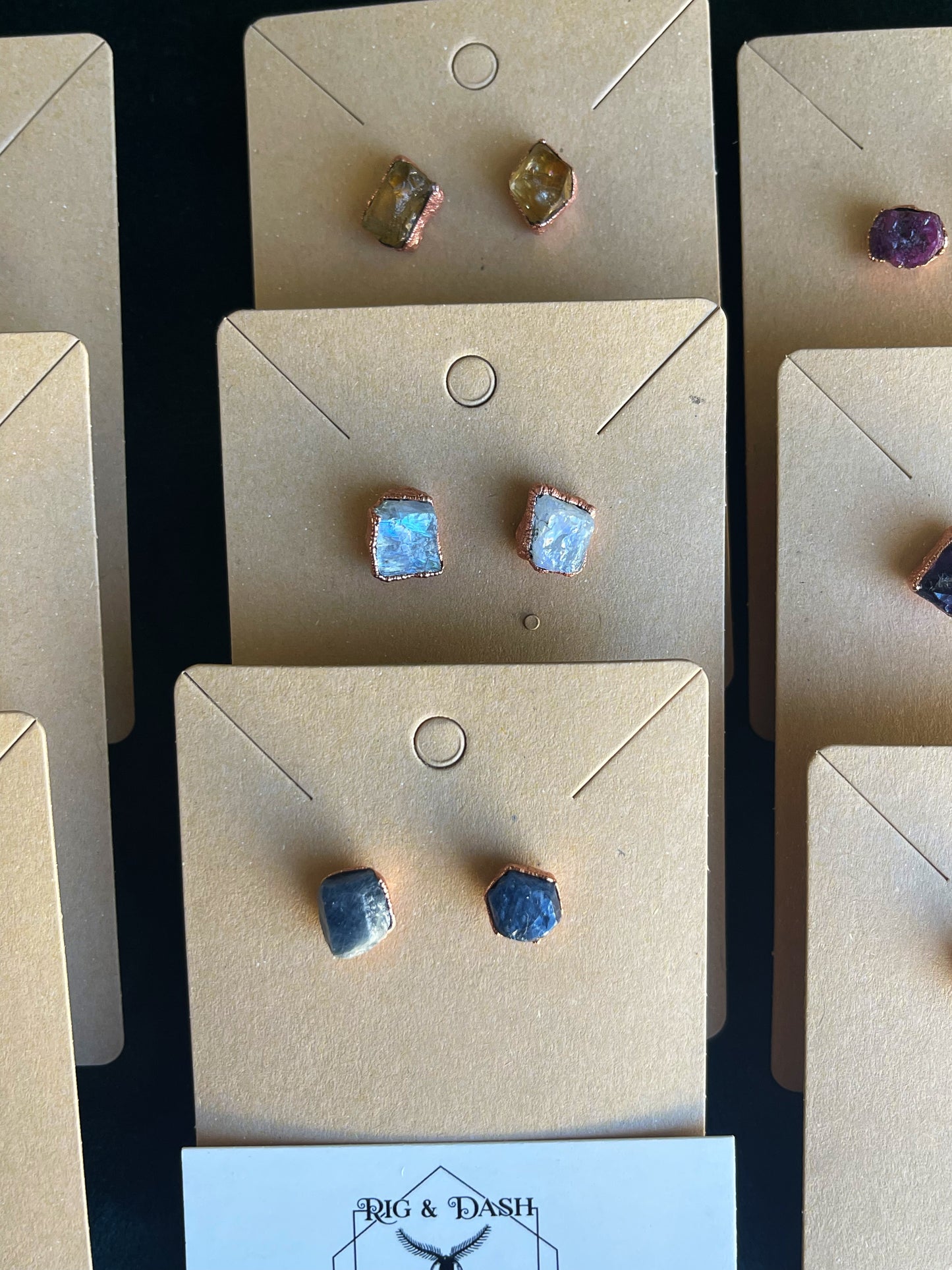 Raw stone ear studs