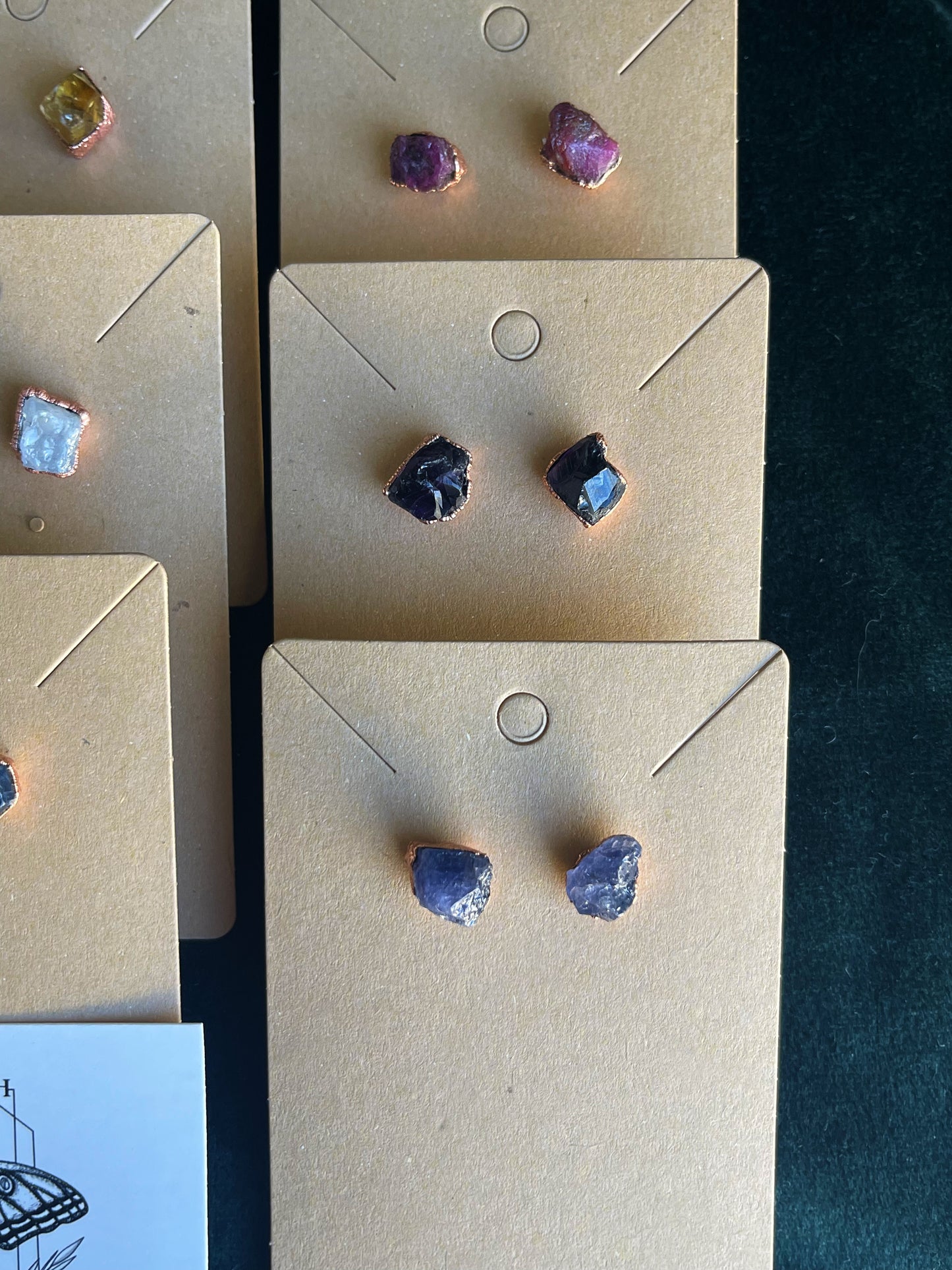 Raw stone ear studs