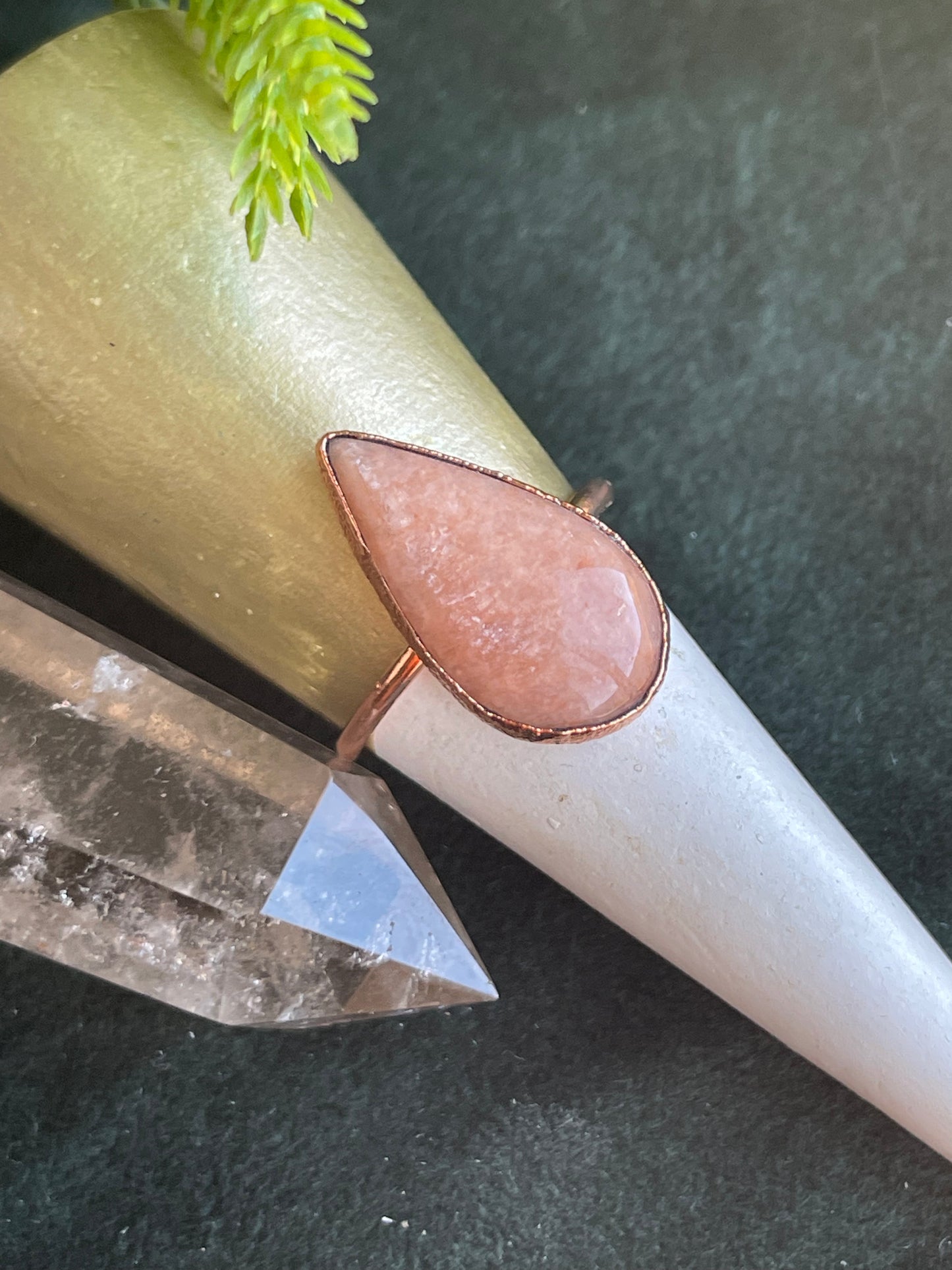 Peach moonstone ring