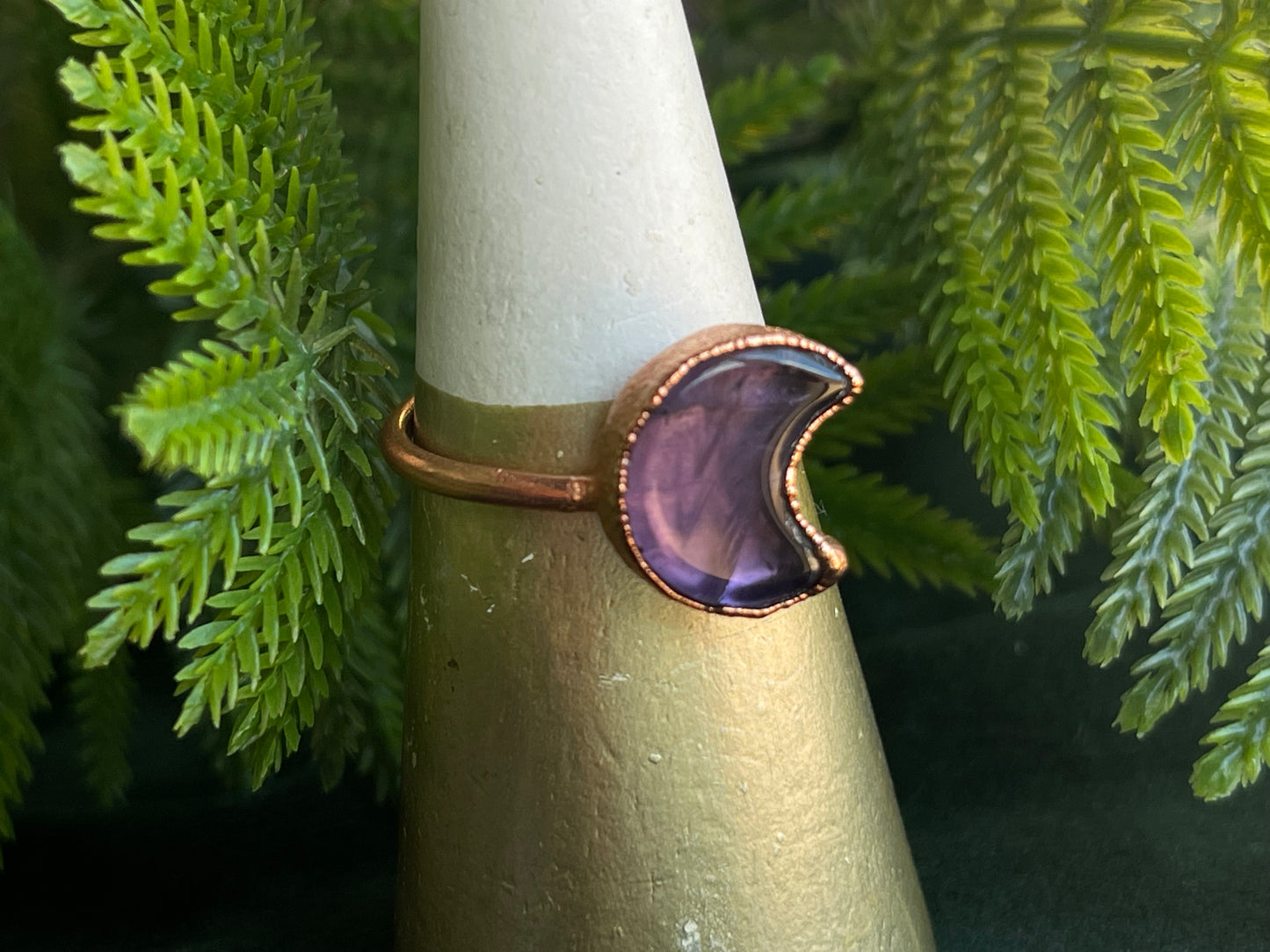 Amethyst moon ring