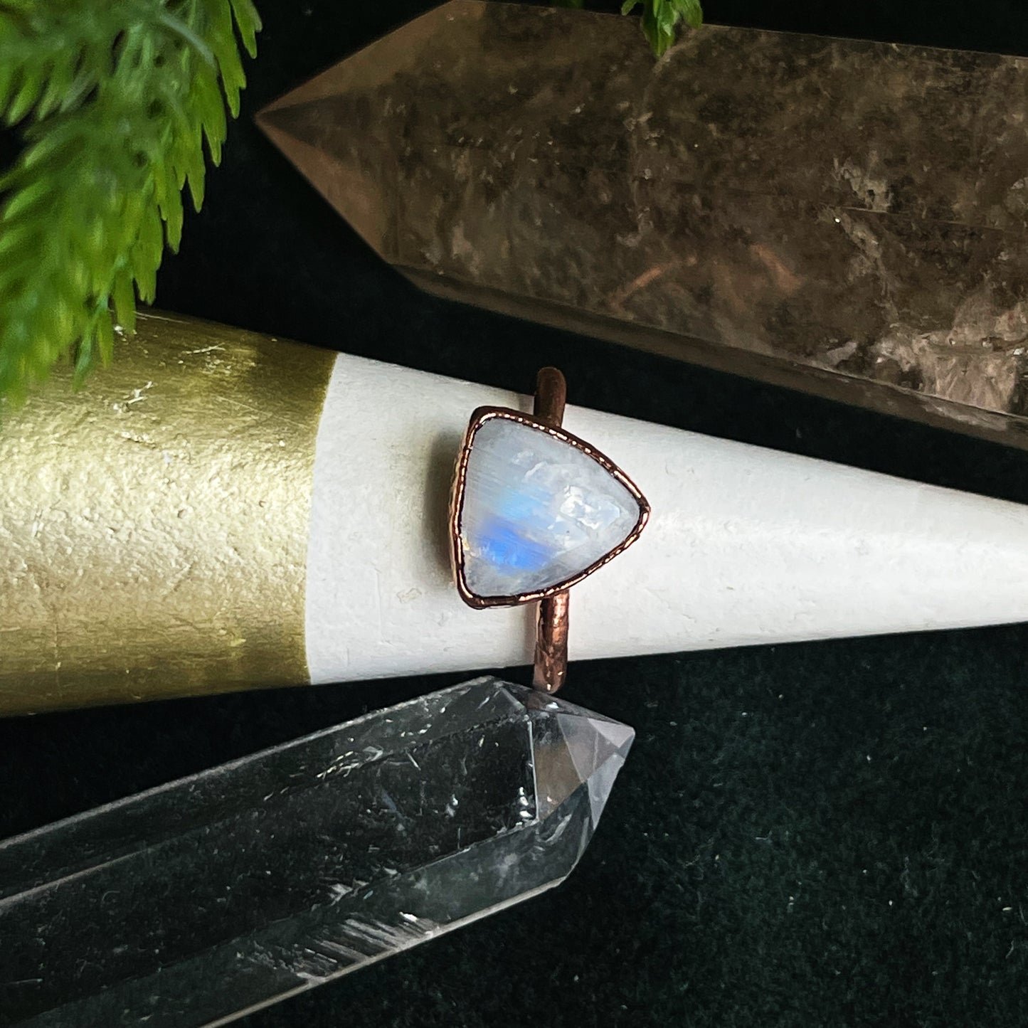 Rainbow Moonstone ring