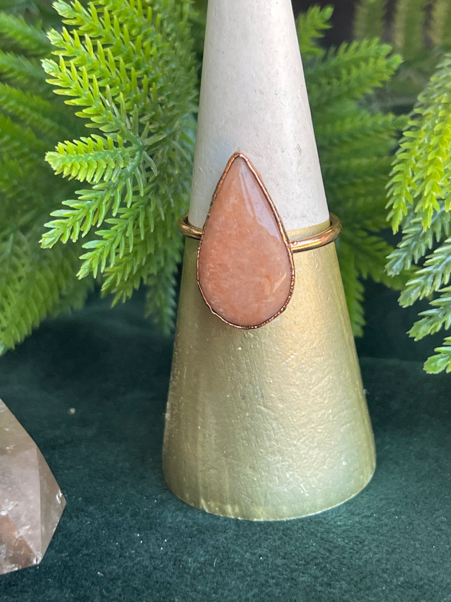Peach moonstone ring