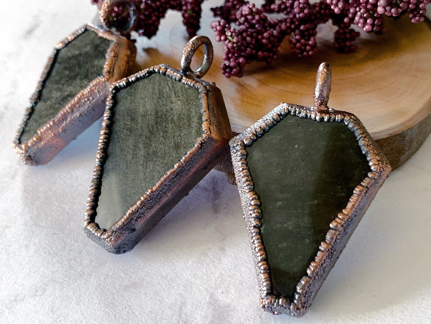 Coffin cut obsidian vampire necklace