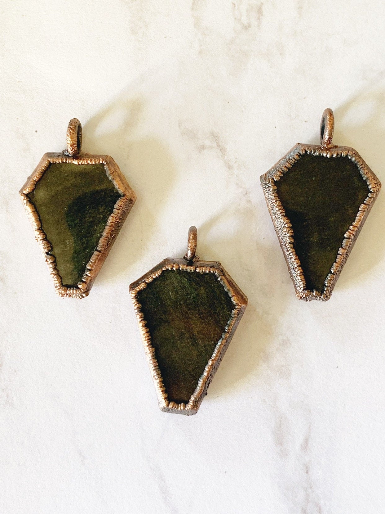 Coffin cut obsidian vampire necklace