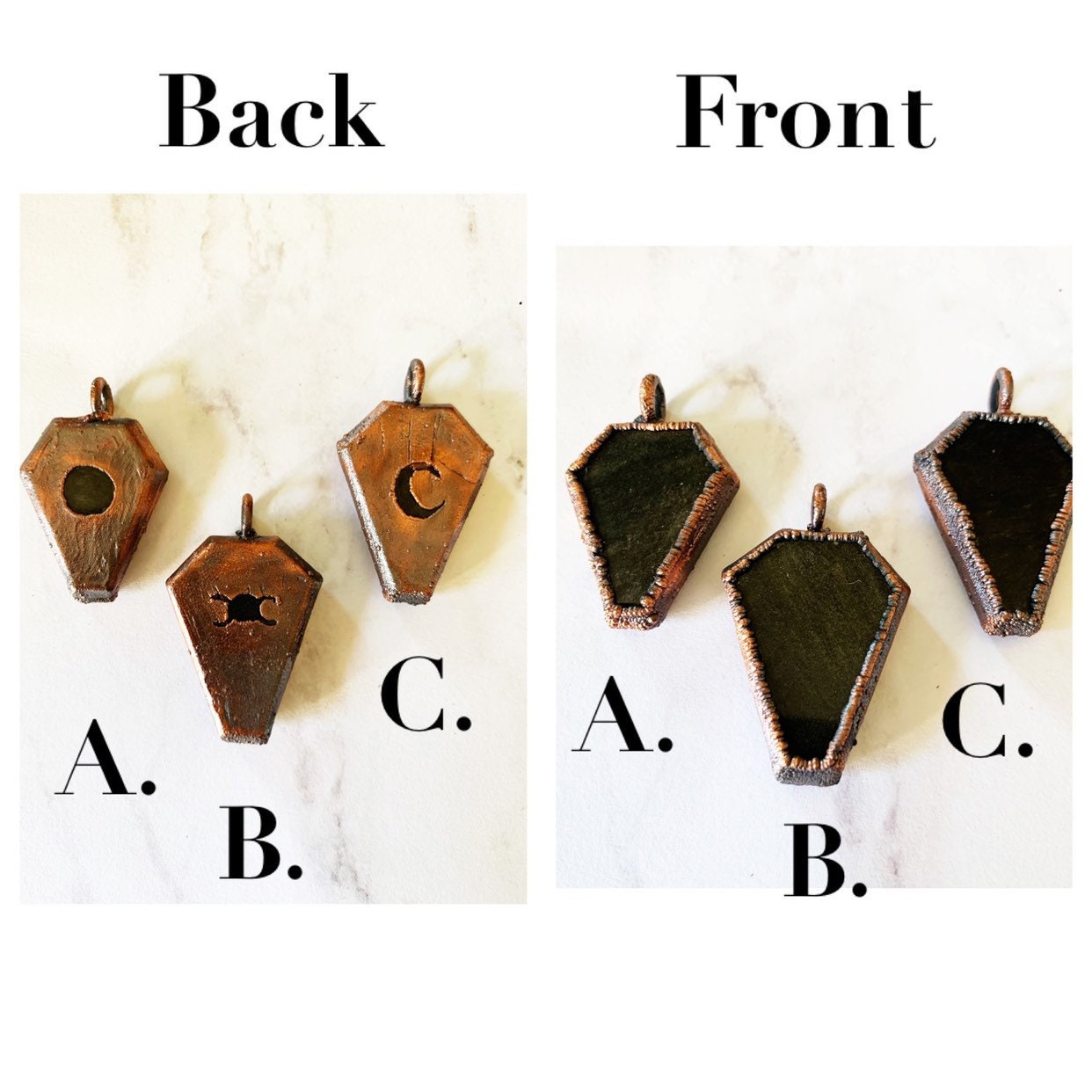 Coffin cut obsidian vampire necklace