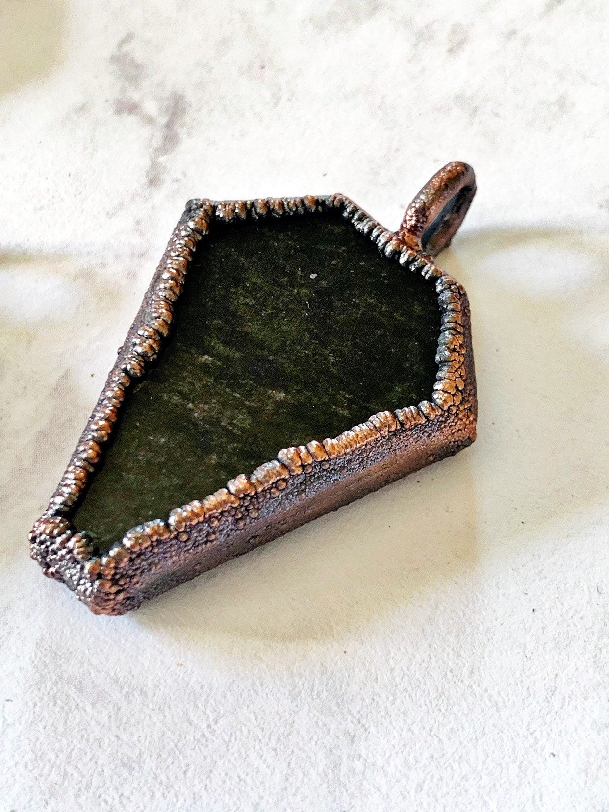Coffin cut obsidian vampire necklace