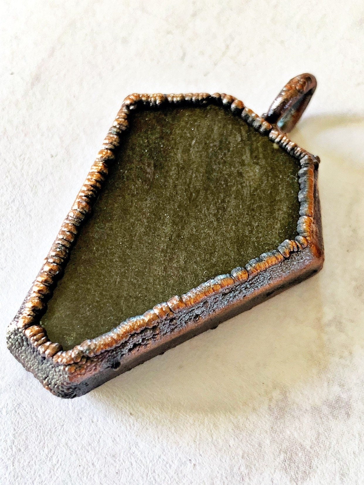 Coffin cut obsidian vampire necklace