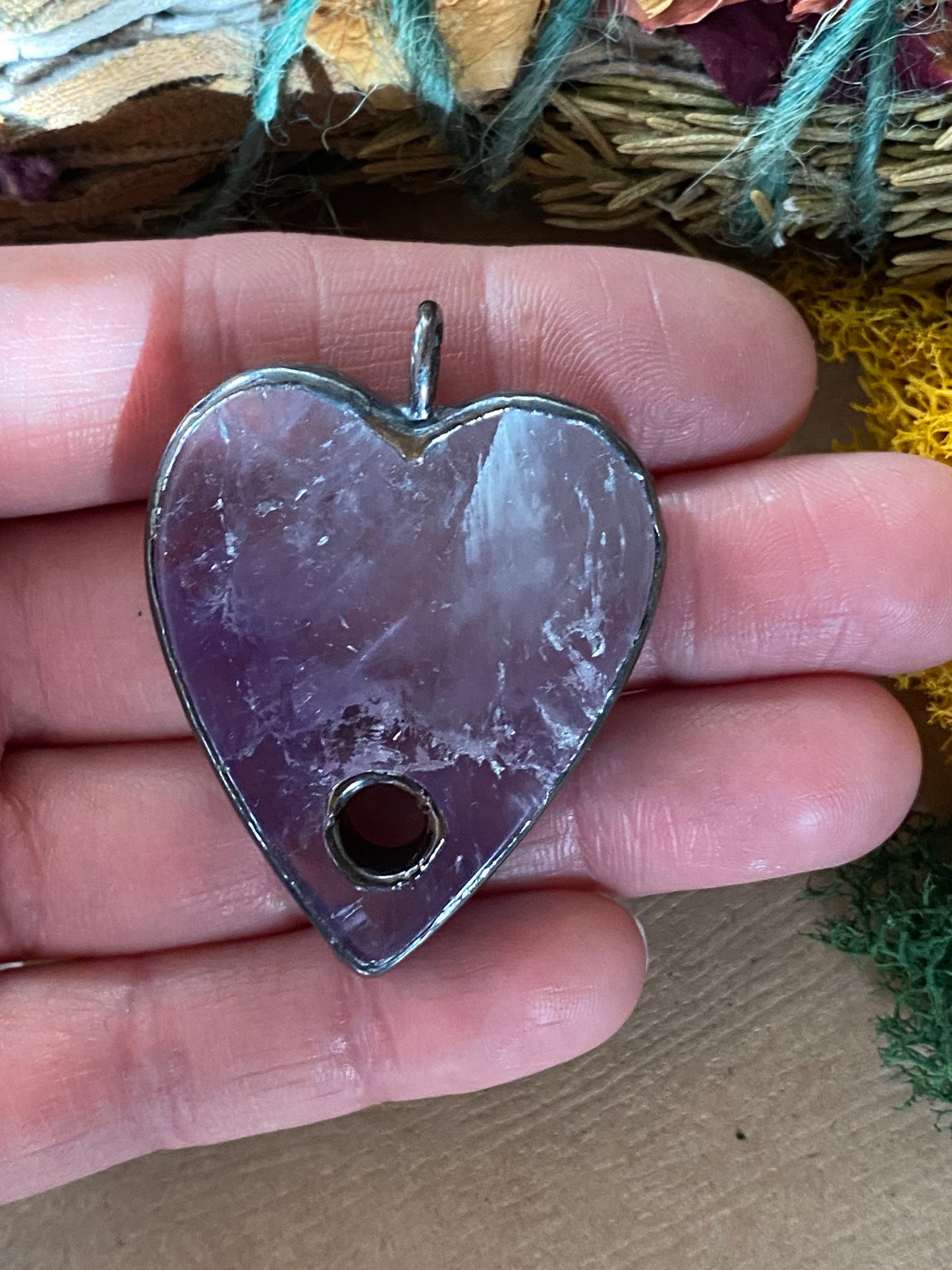 Purple amethyst planchette necklace