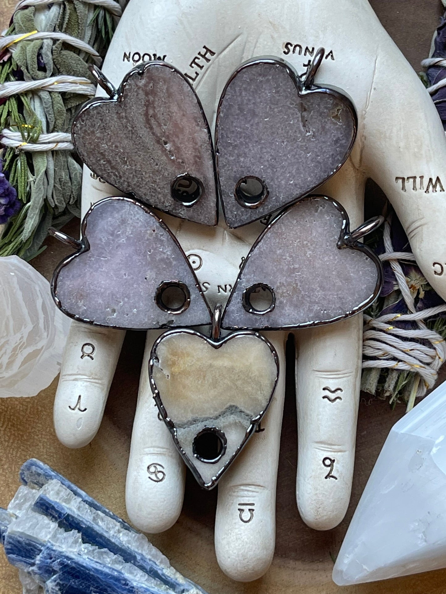 Pink amethyst planchette necklaces