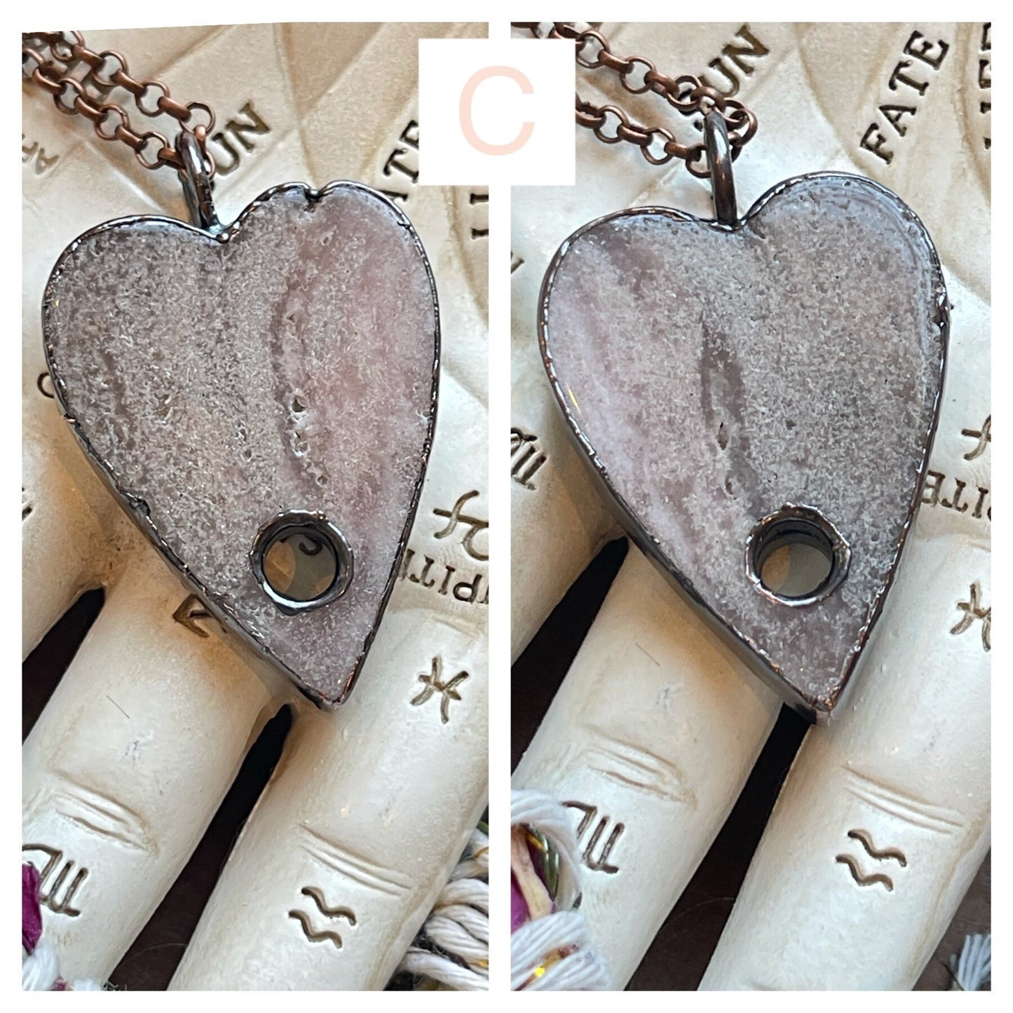 Pink amethyst planchette necklaces