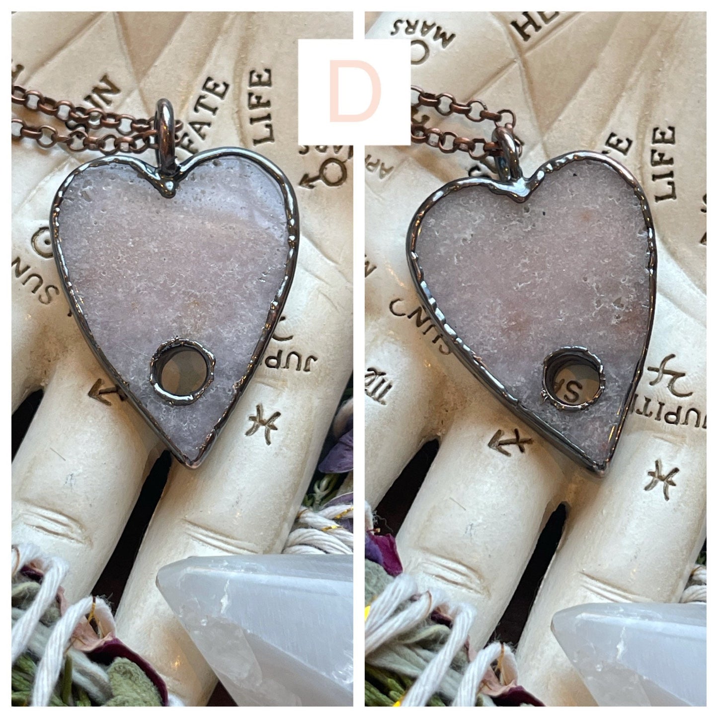 Pink amethyst planchette necklaces