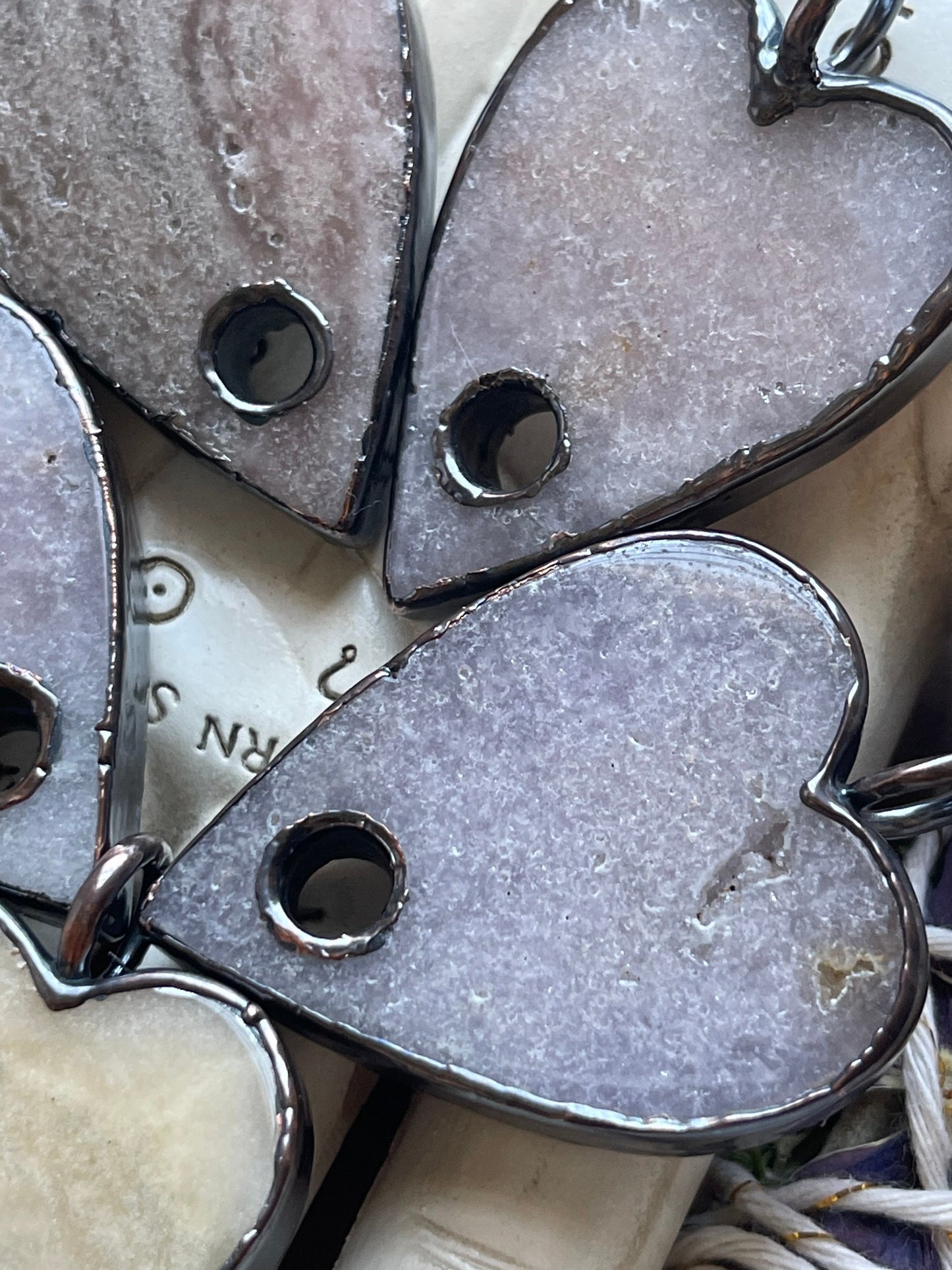 Pink amethyst planchette necklaces