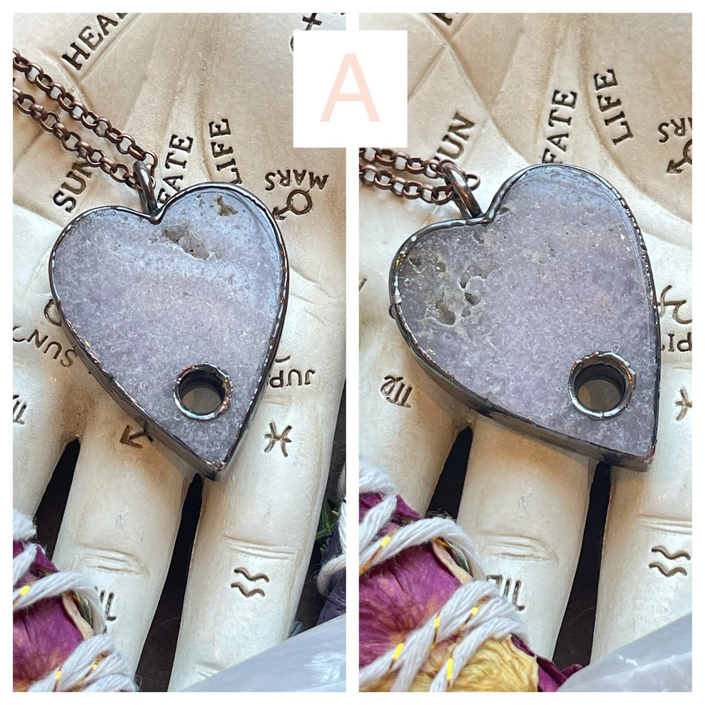 Pink amethyst planchette necklaces