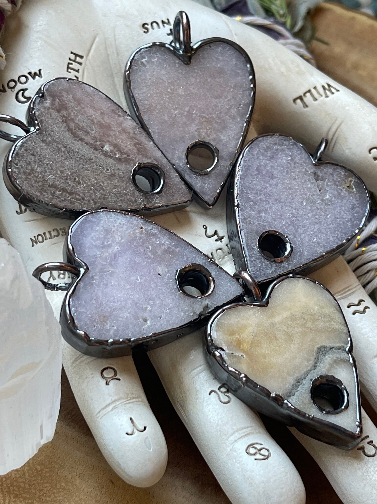 Pink amethyst planchette necklaces