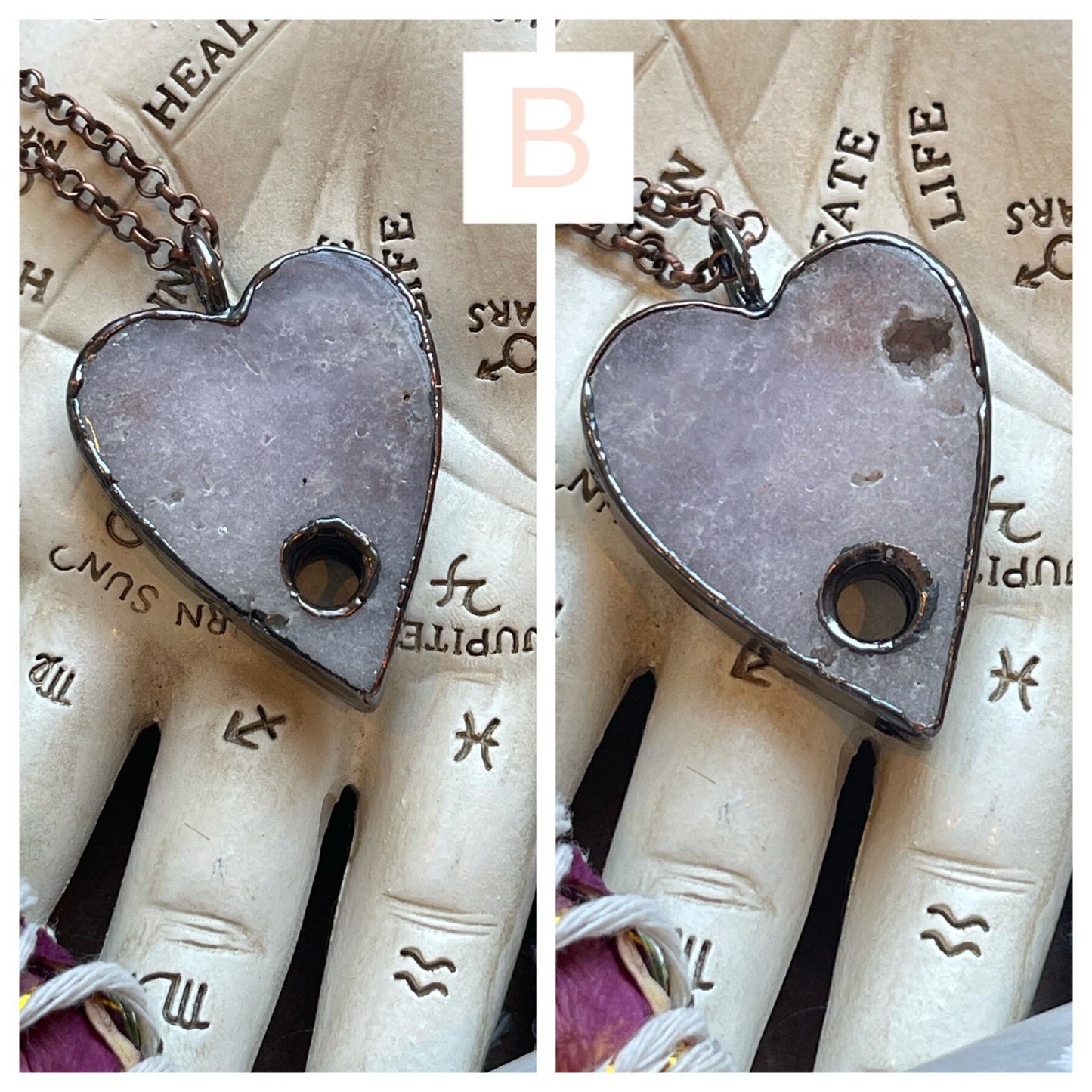 Pink amethyst planchette necklaces
