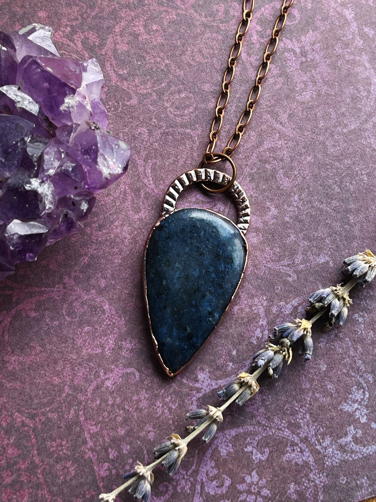 Crystal pendant Electroformed necklace
