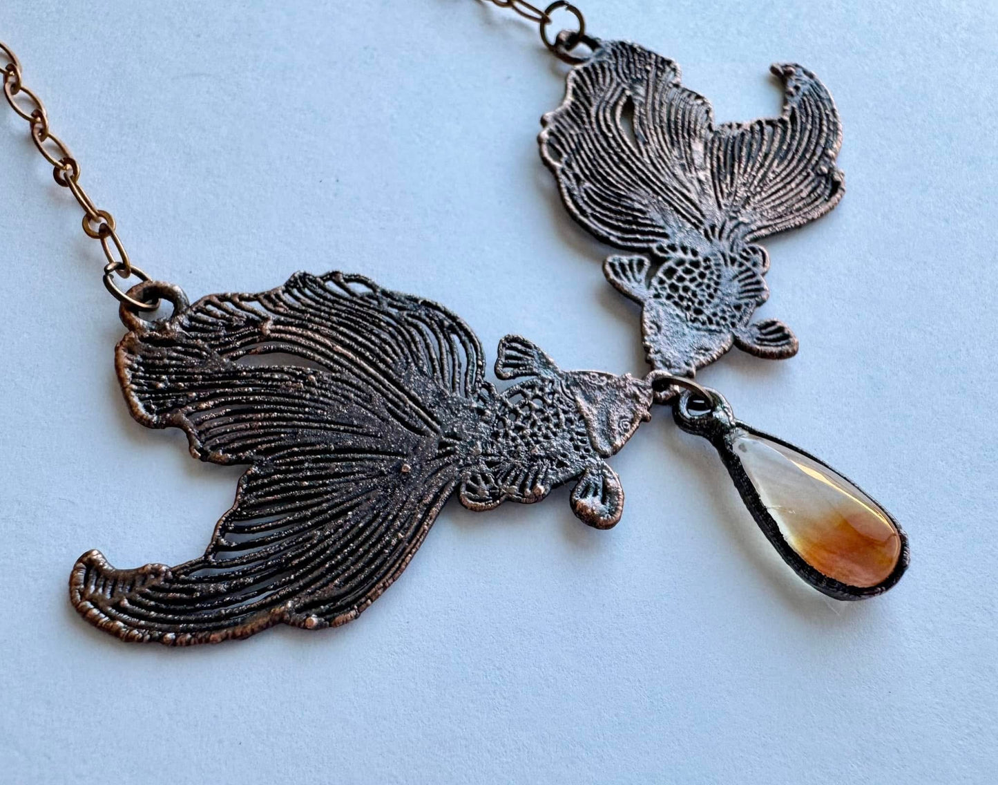 Fish and Fire Quartz Necklace