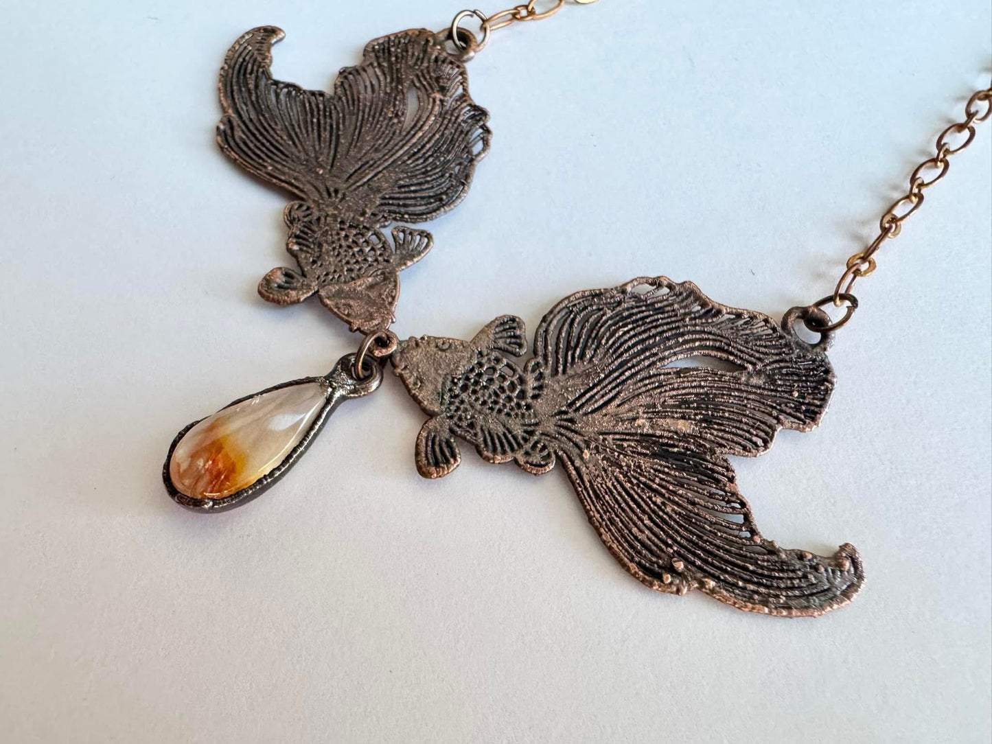 Fish and Fire Quartz Necklace