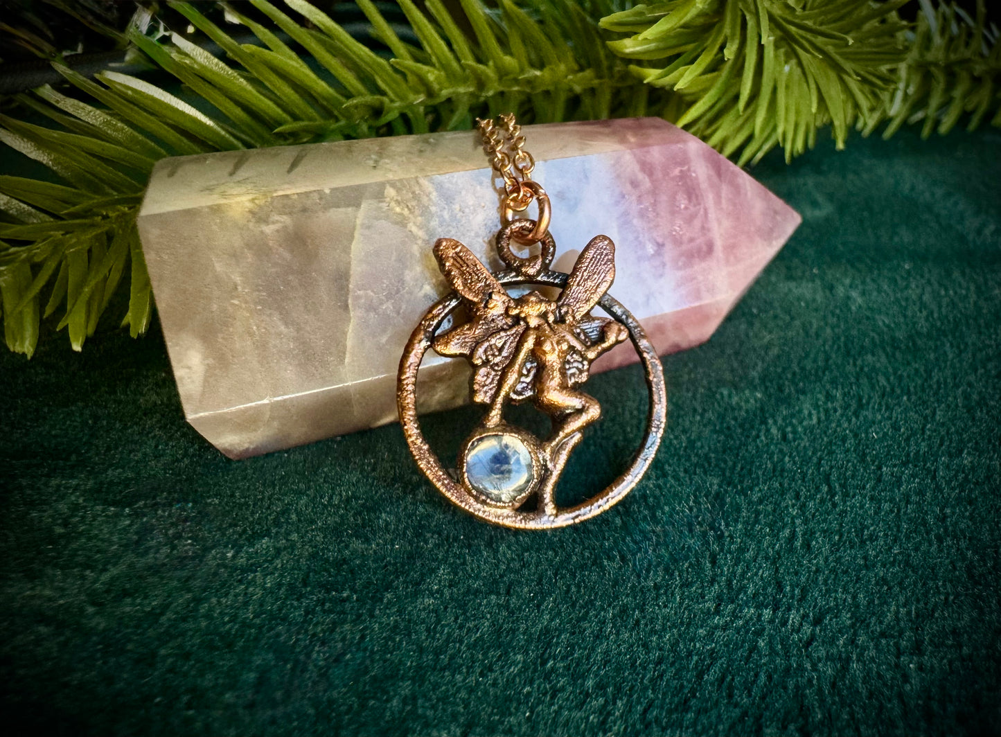 Fairy And rainbow moonstone