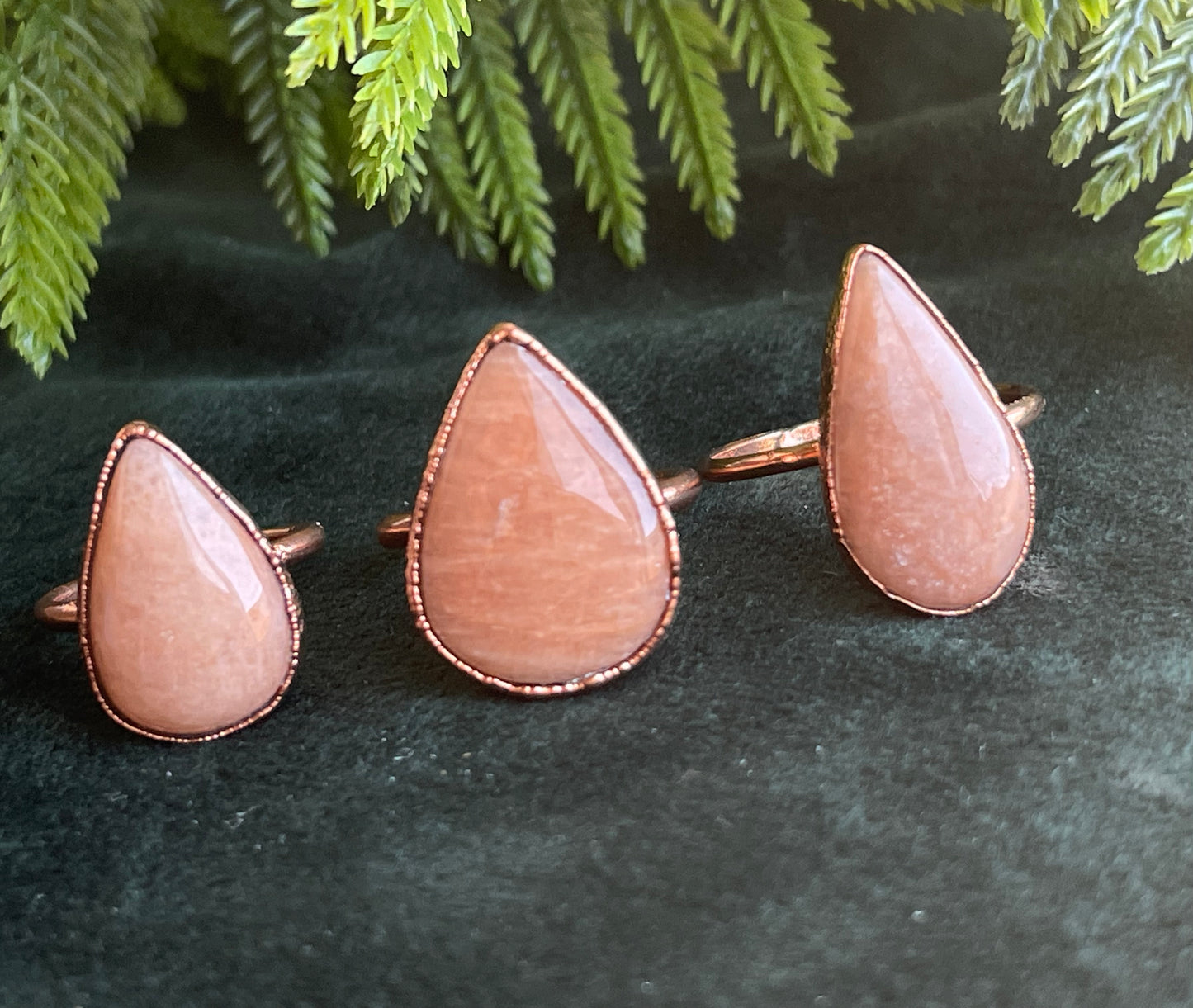 Peach moonstone ring