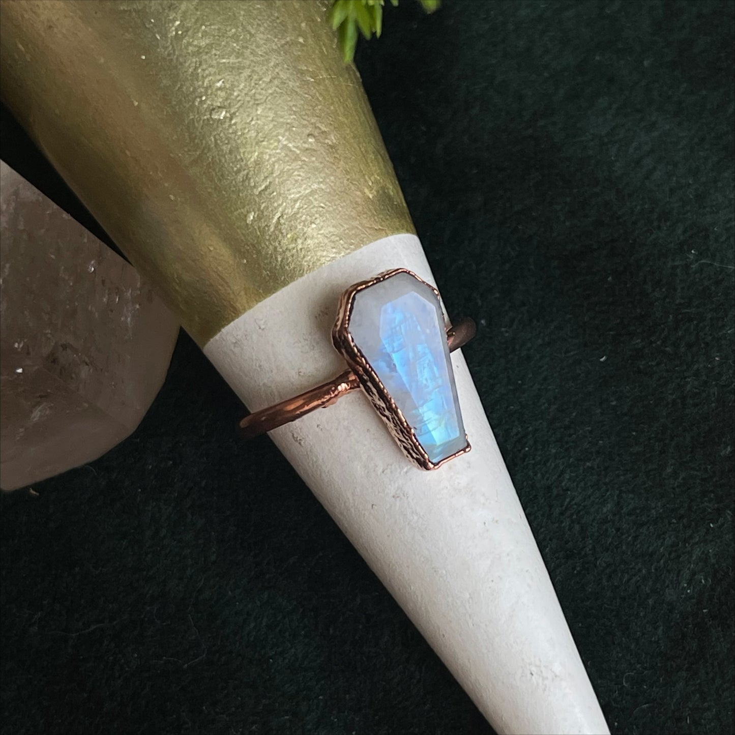 Moonstone coffin ring