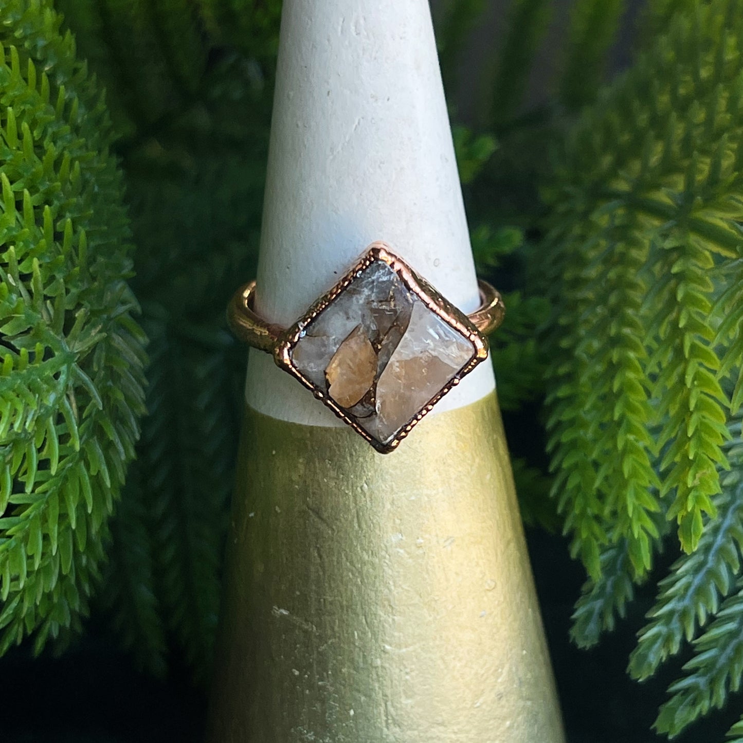 Calcite and Copper Ring