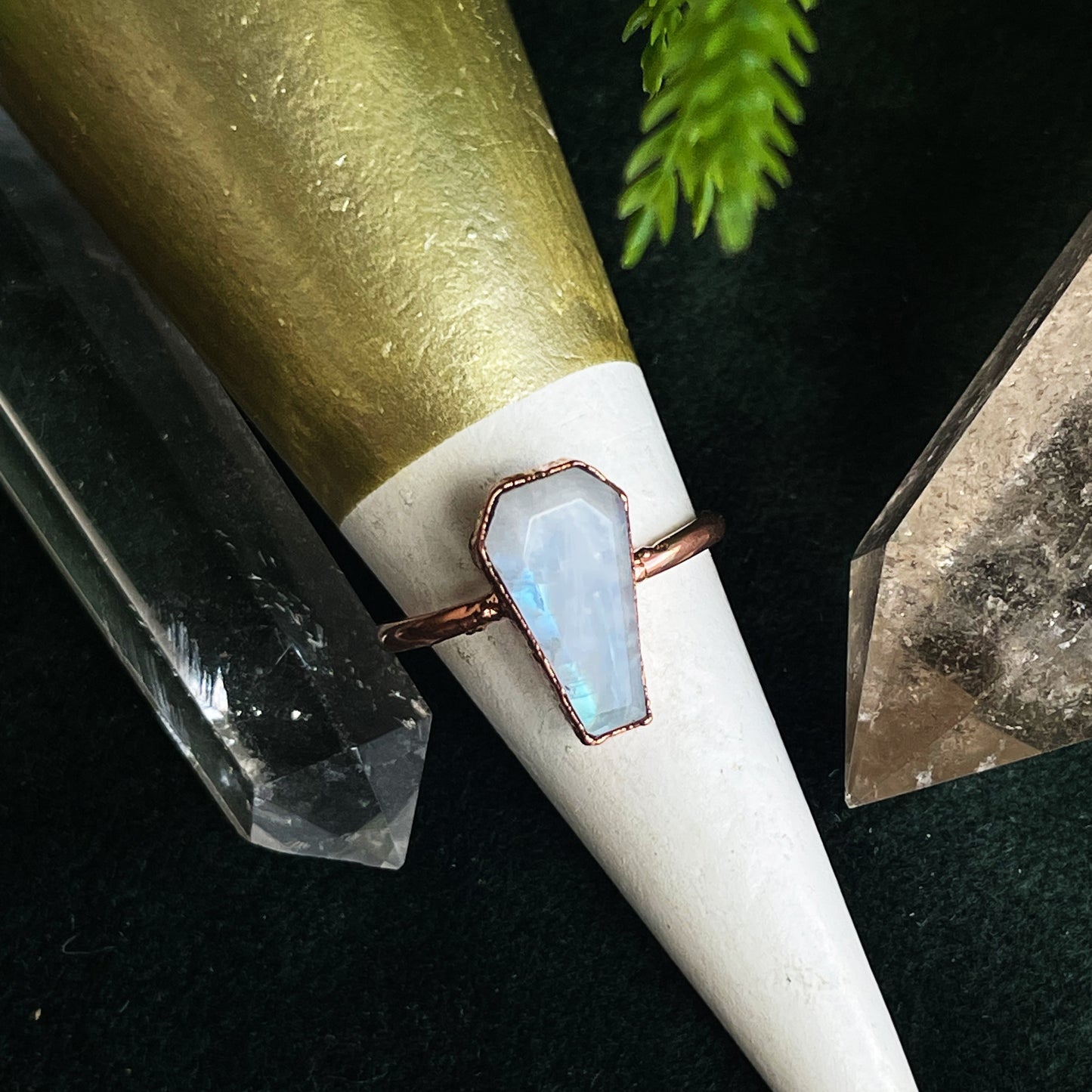 Moonstone coffin ring