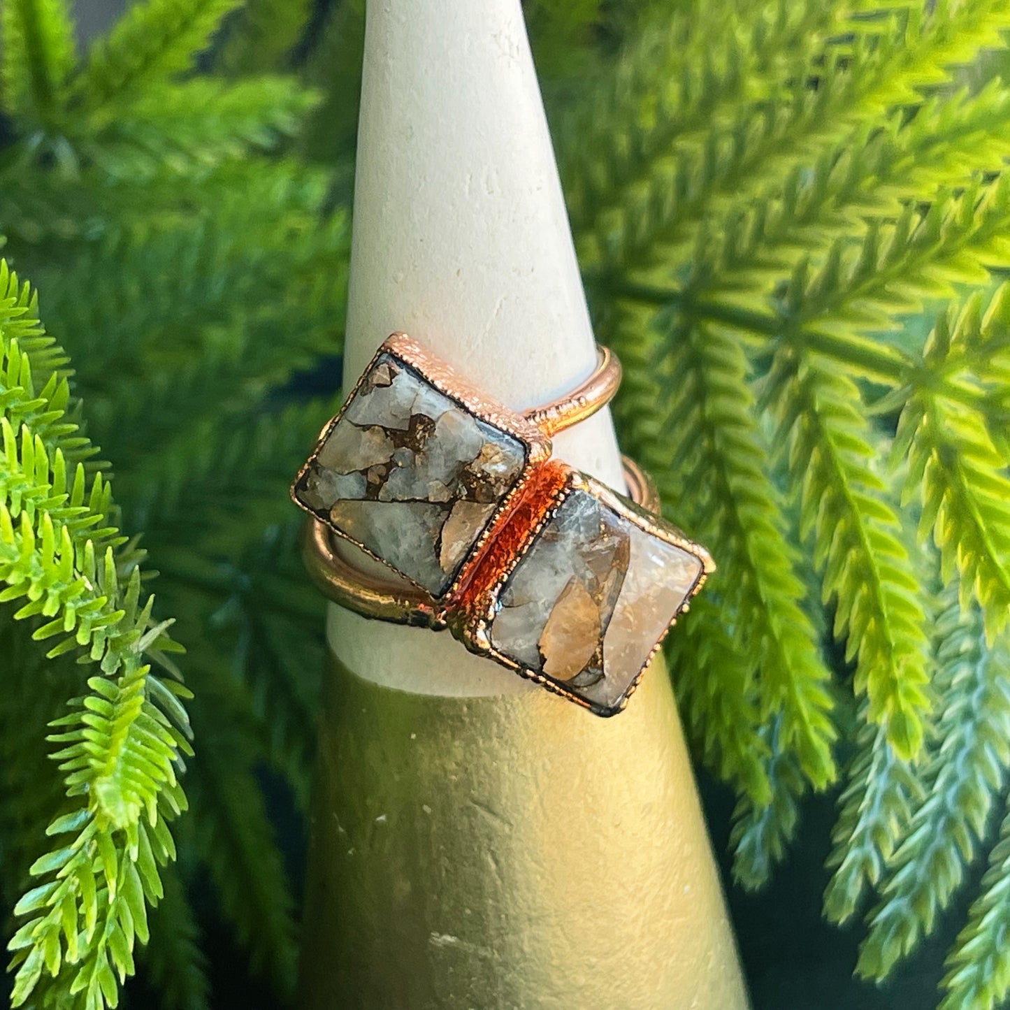 Calcite and Copper Ring