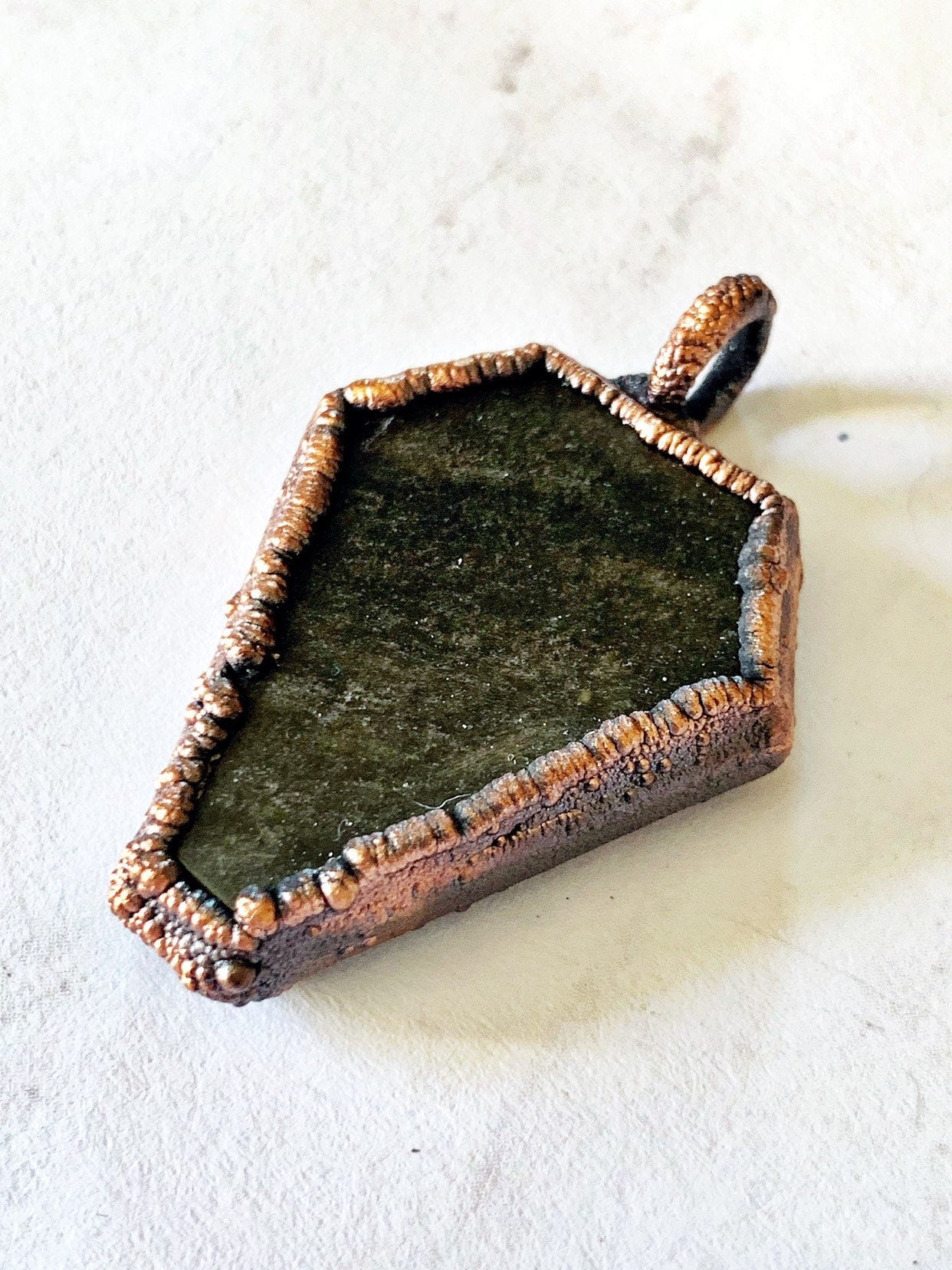Coffin cut obsidian vampire necklace