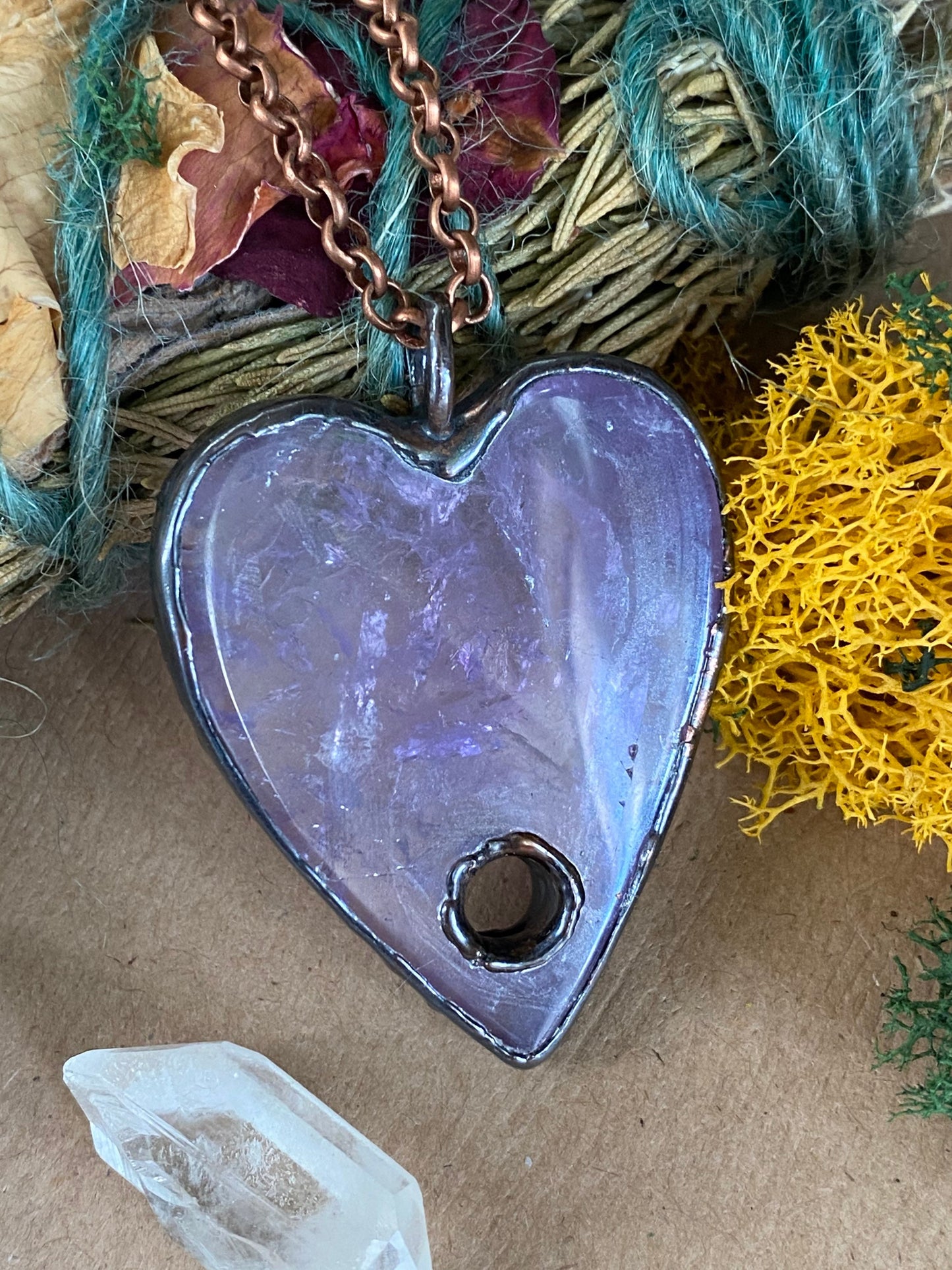 Purple amethyst planchette necklace