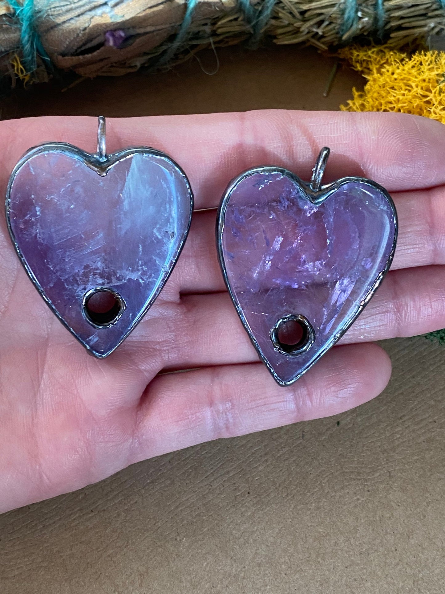 Purple amethyst planchette necklace