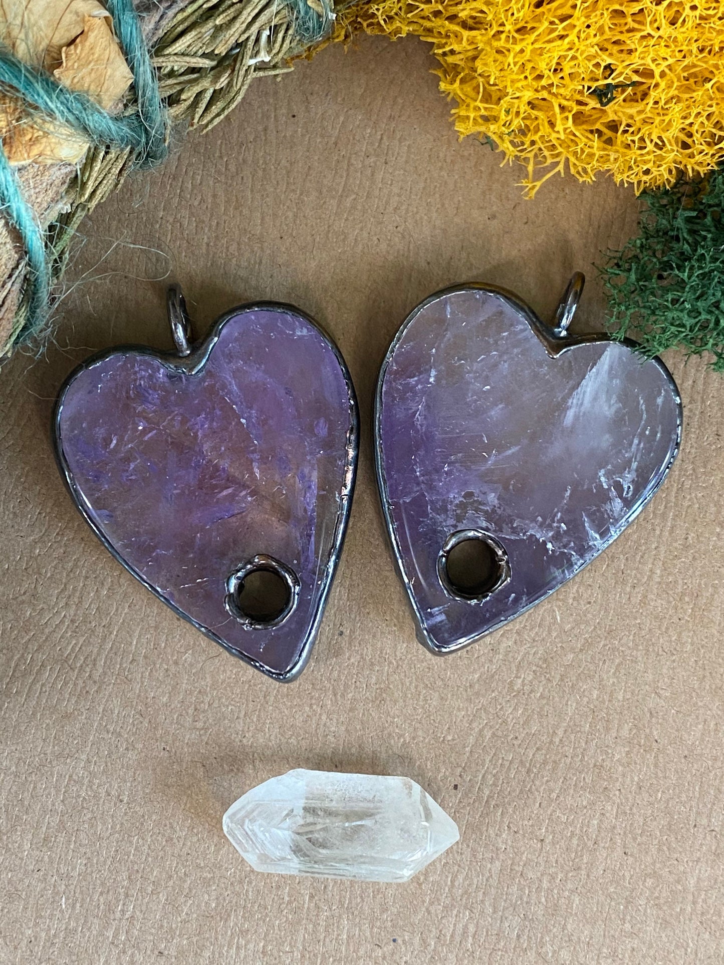 Purple amethyst planchette necklace