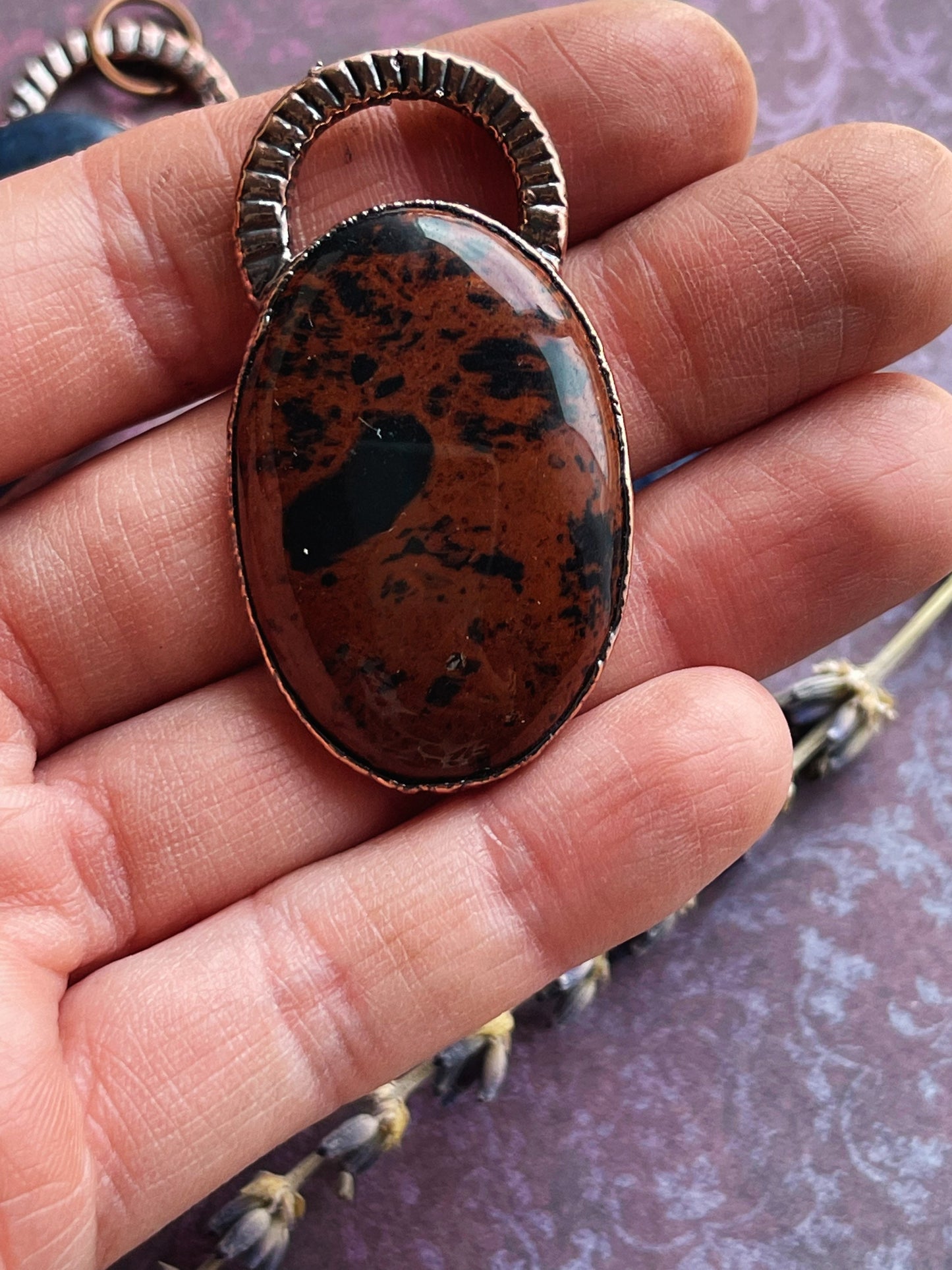 Crystal pendant Electroformed necklace